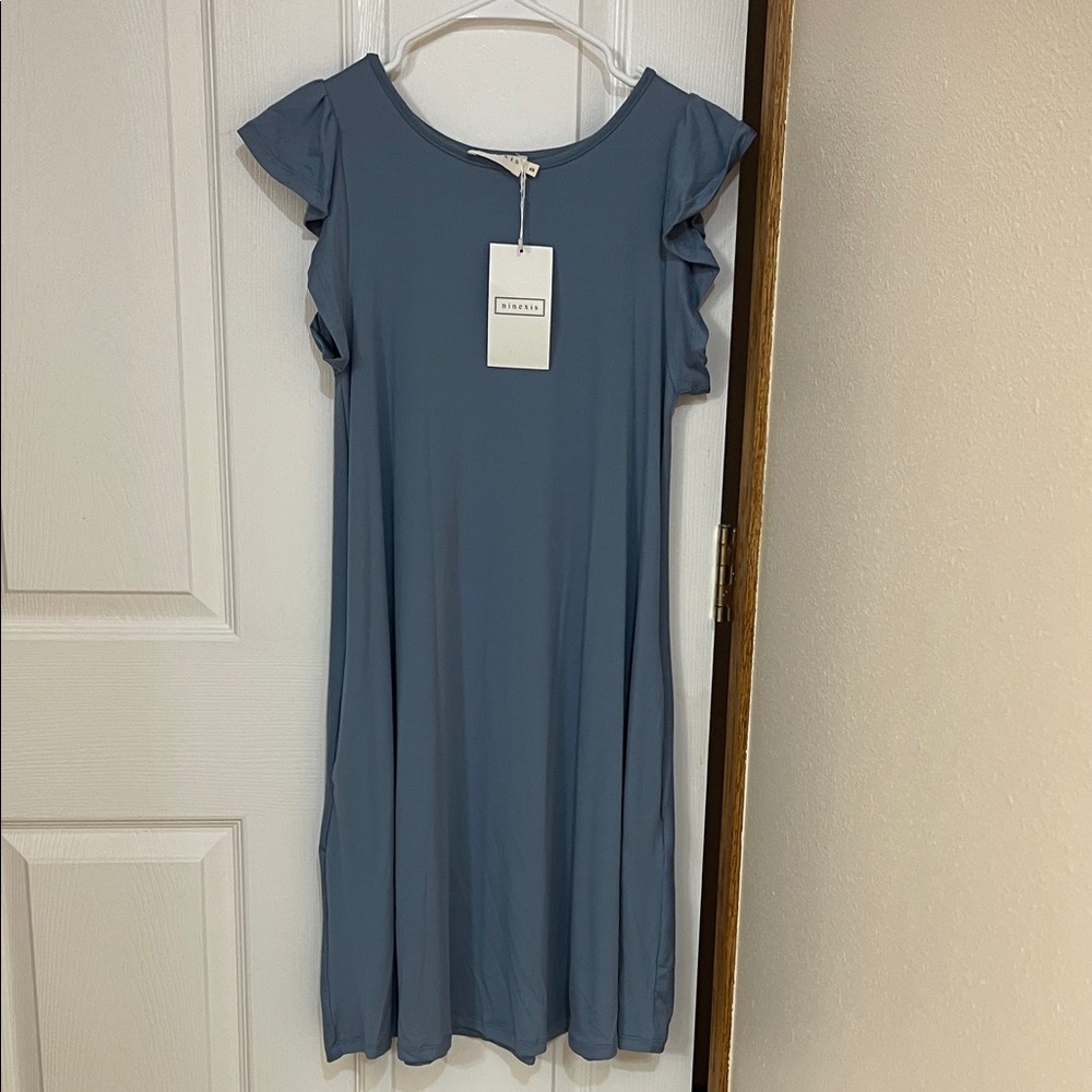 Ninexis -Blue Ruffle Sleeve Dress NWT size XS